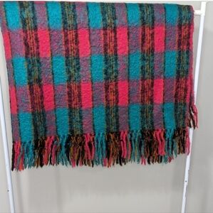 IRELAND Wool Blanket Mohair Fringe Multi Color HEMMINGS at Donegal Designs